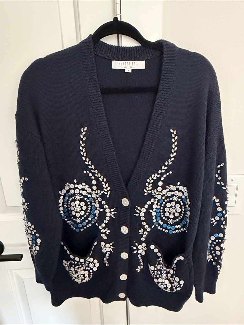 Hunter Bell Fawsett Embellished Cardigan in navy